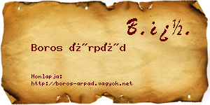 Boros Árpád névjegykártya
